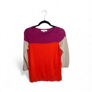 Loft Women's Colorblock Wool Blend Pullover Sweater Size LP